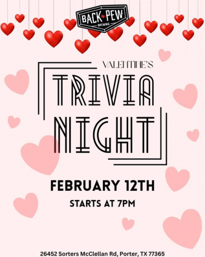 Valentine's Trivia Night at Back Pew Brewery