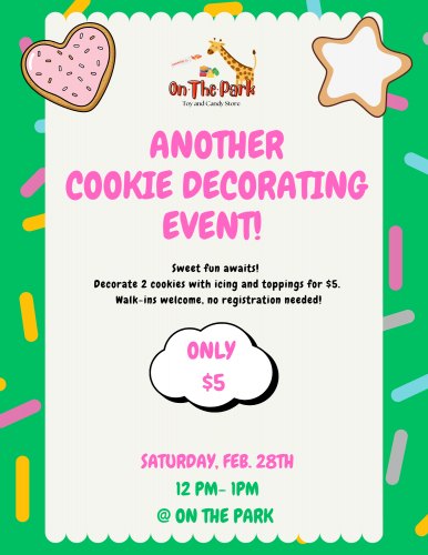 $5 Cookie Decorating Event at On The Park Toys and Candy Store