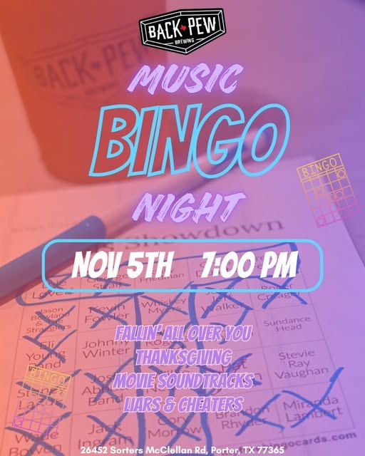 Music Bingo Night at Back Pew Brewery