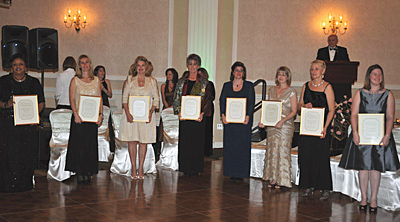 The 2008 FamilyTime Women of Achievement award recipients were honored in January at FamilyTime’s Hearts of Gold Gala. From left, Peggy Pickens, Janet Huberty, Colene Joiner, Ruth Ann Goodwin, Jennifer Dantzler, Linda Wuest, Norma O’Donnell and Monica Hains. Photo courtesy of Charles Falk Photography. 