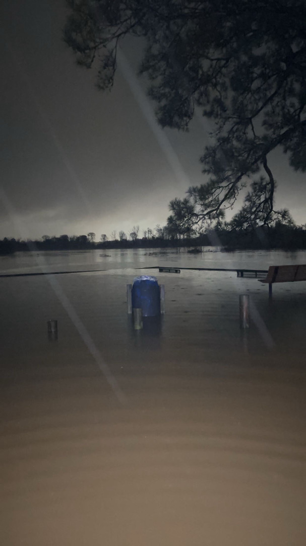 Water is over the road at river grove park tonight and most like
