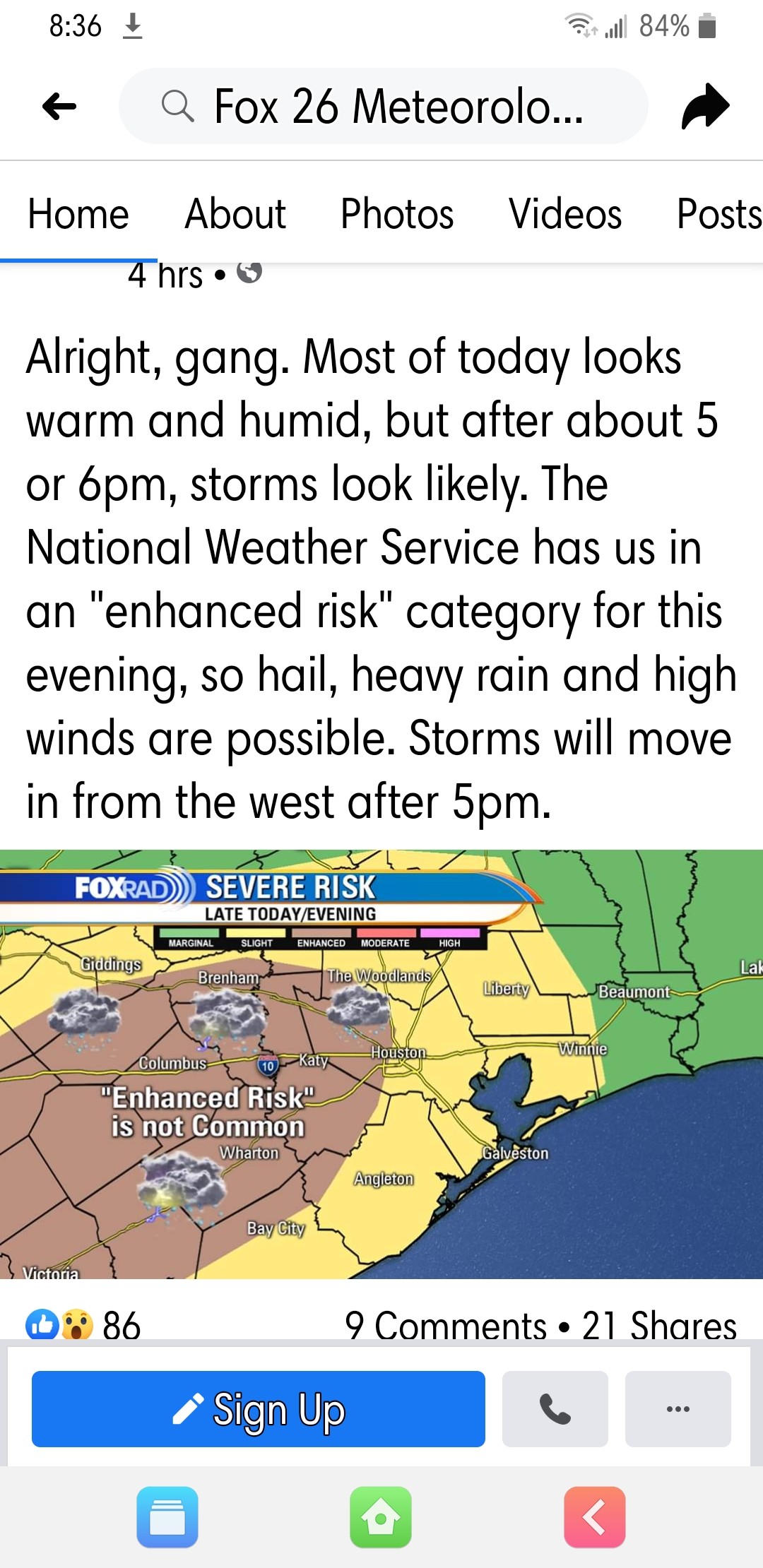 Severe weather (watch issued pg 3)