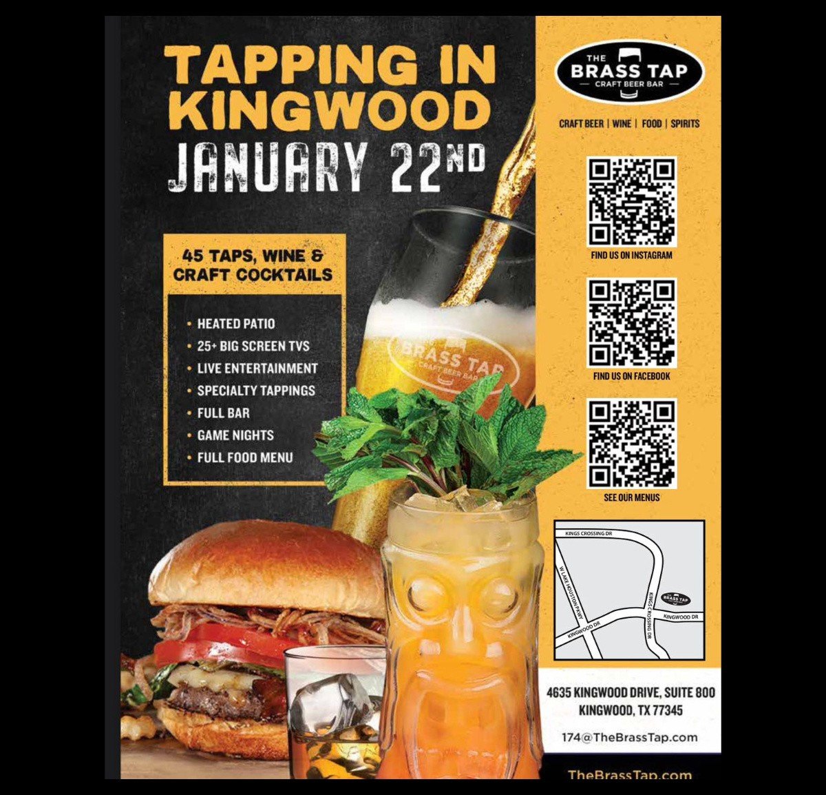 The Brass Tap Kingwood Opening January 22nd!