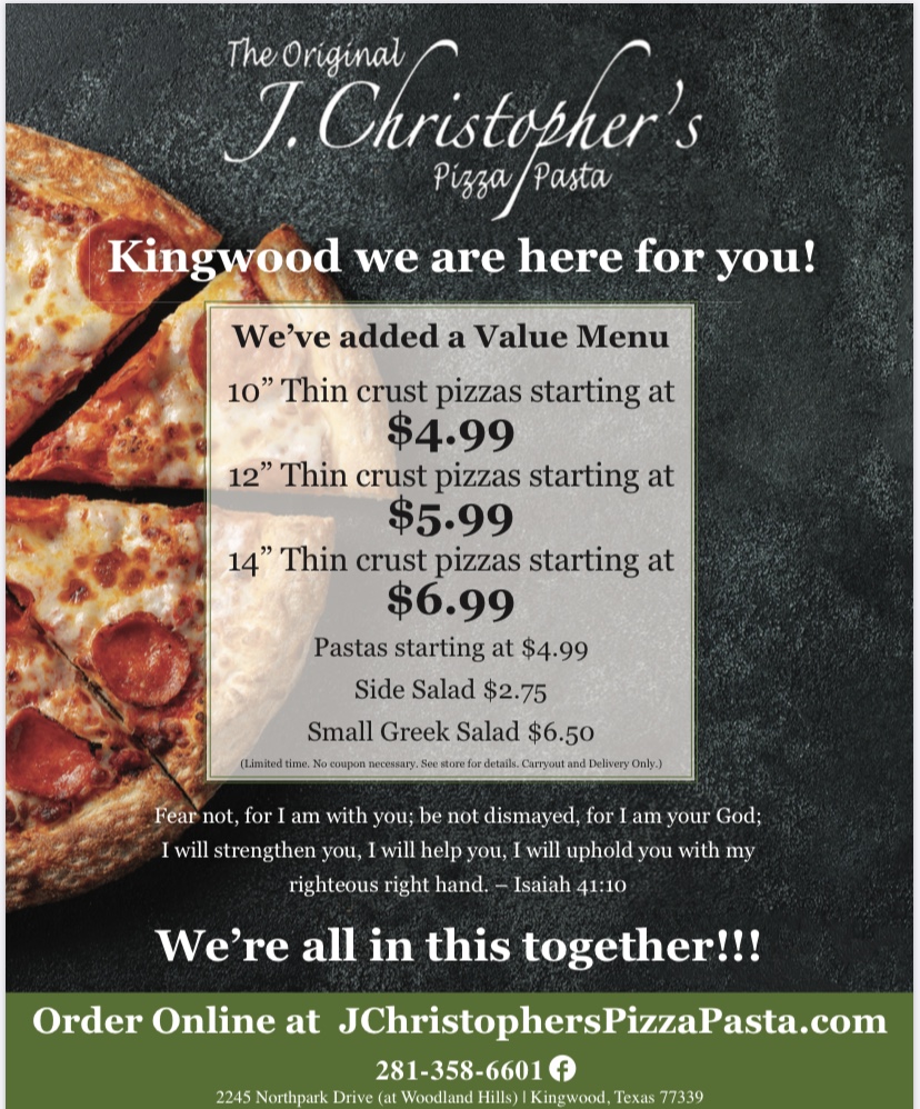 J. Christopher's Pizza & Pasta in Kingwood TX
